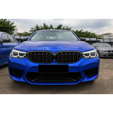 Ніздрі Diamond Silver V2 (2017-2020, Чорна окантовка) для BMW 5 серія G30/G31 рр