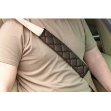 Накидка на ремні безпеки ECO (2 шт, Коричневий з чорною ниткою)