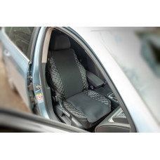 Накидка на сидіння ECO і тканина (1 шт, Чорний з сірою ниткою-2026 тканина)