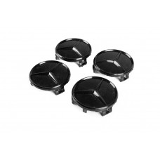 Ковпачки на диски 71/74 мм без кільця (4 шт, чорний глянець) для Mercedes-Benz