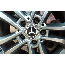 Ковпачки на диски 71/75 мм без кільця (4 шт, чорні V3) для Mercedes-Benz