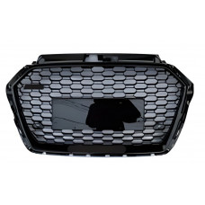 Передня решітка RS-style (2016-2020, без лого, чорна) для Ауди A3 рр