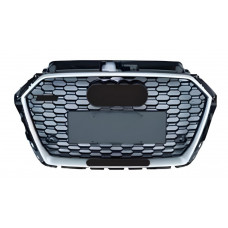 Передня решітка RS-style (2016-2020, чорно-сіра з хромом) для Ауди A3 рр