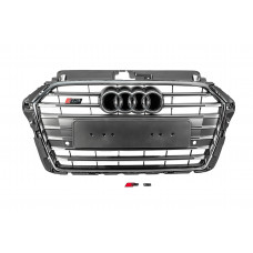 Передня решітка S-style (2016-2020, сіра з хромом) для Ауди A3 рр