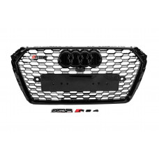 Передня решітка RS-style з написом Quattro (2016-2019, чорна) для Ауди A4 B9 рр