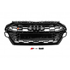 Передня решітка S-style (2020-2022, чорна) для Ауди A4 B9 рр