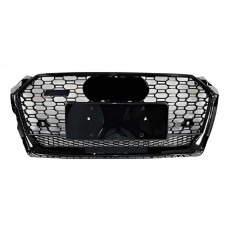 Передня решітка RS-style з написом Quattro (2016-2019, чорна) для Ауди A5 рр