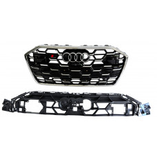 Передня решітка RS-style (2024- , сіра з хромом) для Ауди A6 C8 2018-2025 рр