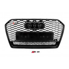 Передня чорна решітка RS-style з написом Quattro (2014-2017) для Ауди A6 C7 рр