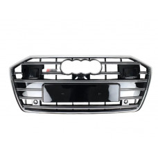 Передня решітка S-style (з ACC, чорна з хромом) для Ауди A6 C8 2018-2025 рр