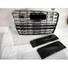 Передня решітка (2014-2018, чорна з хромо) для Ауди A8 рр