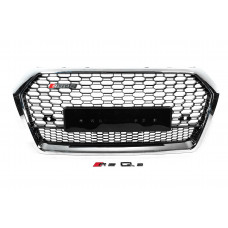 Передня решітка RSQ-Style без лого (2017-2020, чорна з хромом) для Ауди Q5 рр