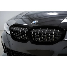 Ніздрі Diamond Silver (2018-2022, чорна окантовка) для BMW 3 серія G20/G21 2018- рр