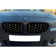 Ніздрі Diamond Silver (чорна окантовка) для BMW 5 серія F10/F11 2010-2016 рр