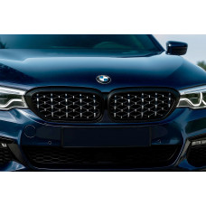 Ніздрі Diamond Silver V1 (2017-2020, чорна окантовка) для BMW 5 серія G30/G31 рр