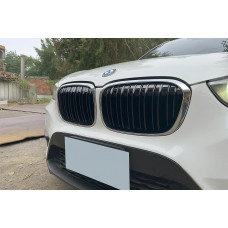 Ніздрі M-Look (2015-2019, чорний глянець з хром окантовкою) для BMW X1 F48 рр