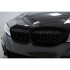 Ніздрі Diamond Black (2018-2022, чорна окантовка) З місцем під камеру для BMW 3 серія G20/G21 2018- рр